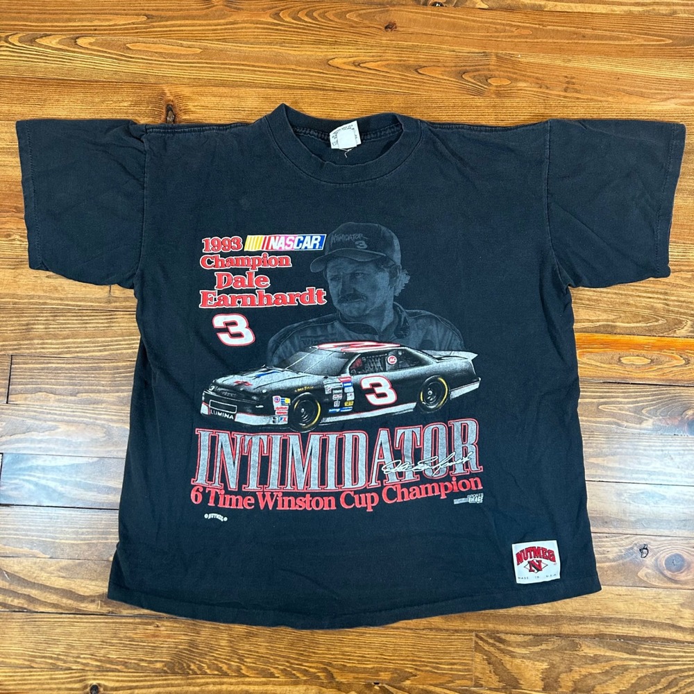 Vintage Nutmeg Mills NASCAR T-Shirt Mens XL Black Dale Earnhardt 1993 Champion